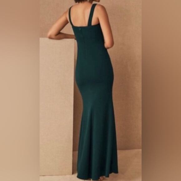 BHLDN NEW ADENA SQUARE-NECK STRETCH CREPE DRESS DARK EMERALD Sz:2 Ret$298 - Picture 5 of 9